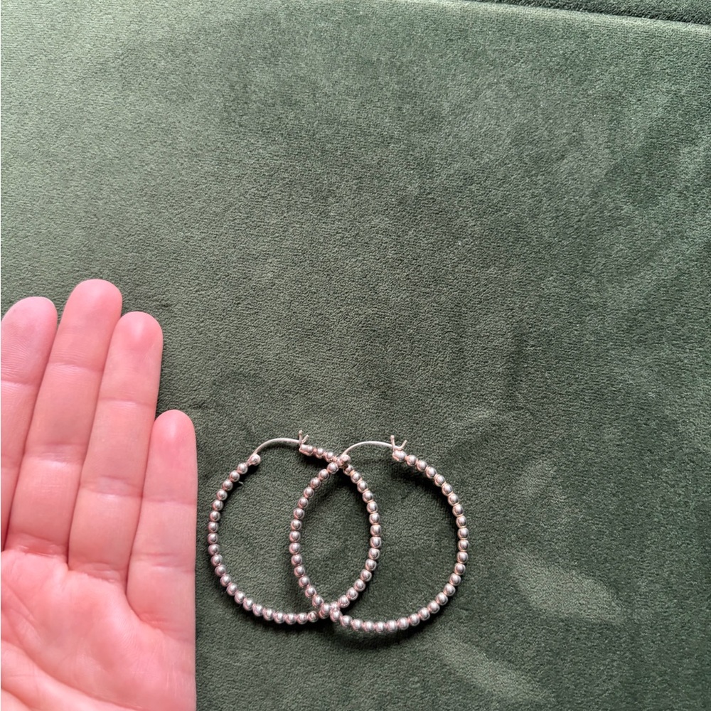 Elegant Pink Beaded Hoop Earrings silver 925 - Picture 2 of 2